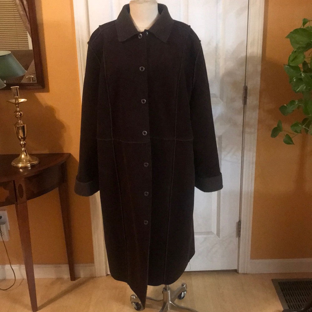 Valerie Stevens Brown full length microsuede coat.